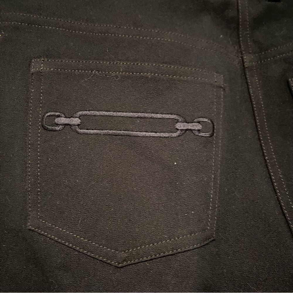 St. John Caviar Black Wide Leg High Rise Pants Size 10 - Picture 5 of 6